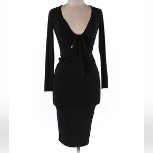 Nookie Selene Long Sleeve Midi Dress in Black